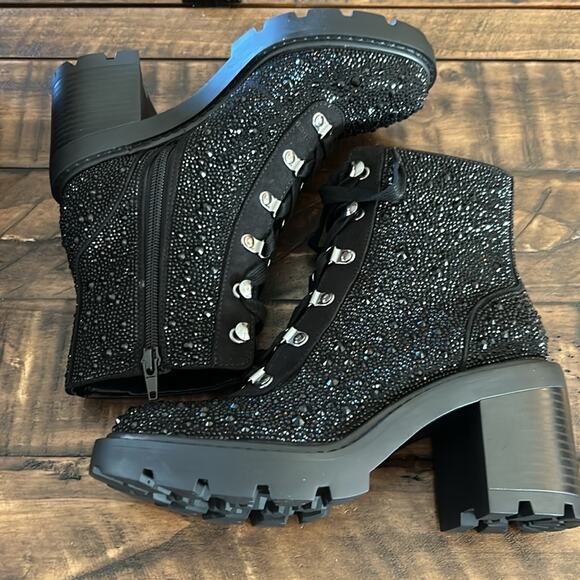 INC International Concepts Shada Embellished Lace-Up Boots Sparkle Bling NEW 5.5 - Picture 6 of 8